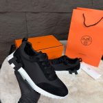 Hermes Bouncing Sneakers Black White Ribbels