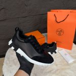 Hermes Bouncing Sneakers Black White Leather