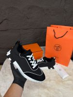 Hermes Bouncing Sneakers Black White Lines