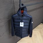 Moncler Panelled Zip-Up Hooded Jacket Blue