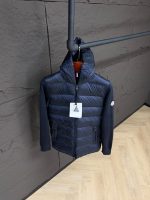 Moncler Panelled Zip-Up Hooded Jacket Blue