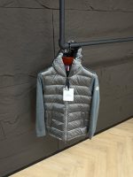 Moncler Panelled Zip-Up Hooded Jacket Grey