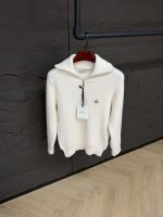 Moncler 1/4 Zipper Wool White Sweater