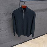 Louis Vuitton Cashmere-Wool Blend Half-Zip Pullover Black
