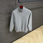 Louis Vuitton Cashmere-Wool Blend Half-Zip Pullover Grey