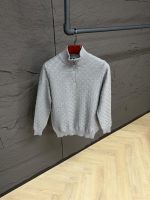 Louis Vuitton Cashmere-Wool Blend Half-Zip Pullover Grey